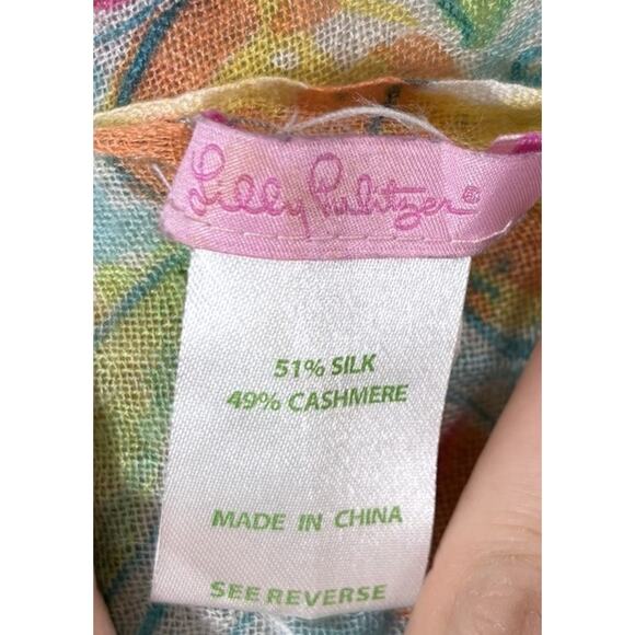 Lilly Pulitzer Murfee Scarf Florida Sarasota Longboat Key OS Fringe Blue Green - Picture 6 of 6